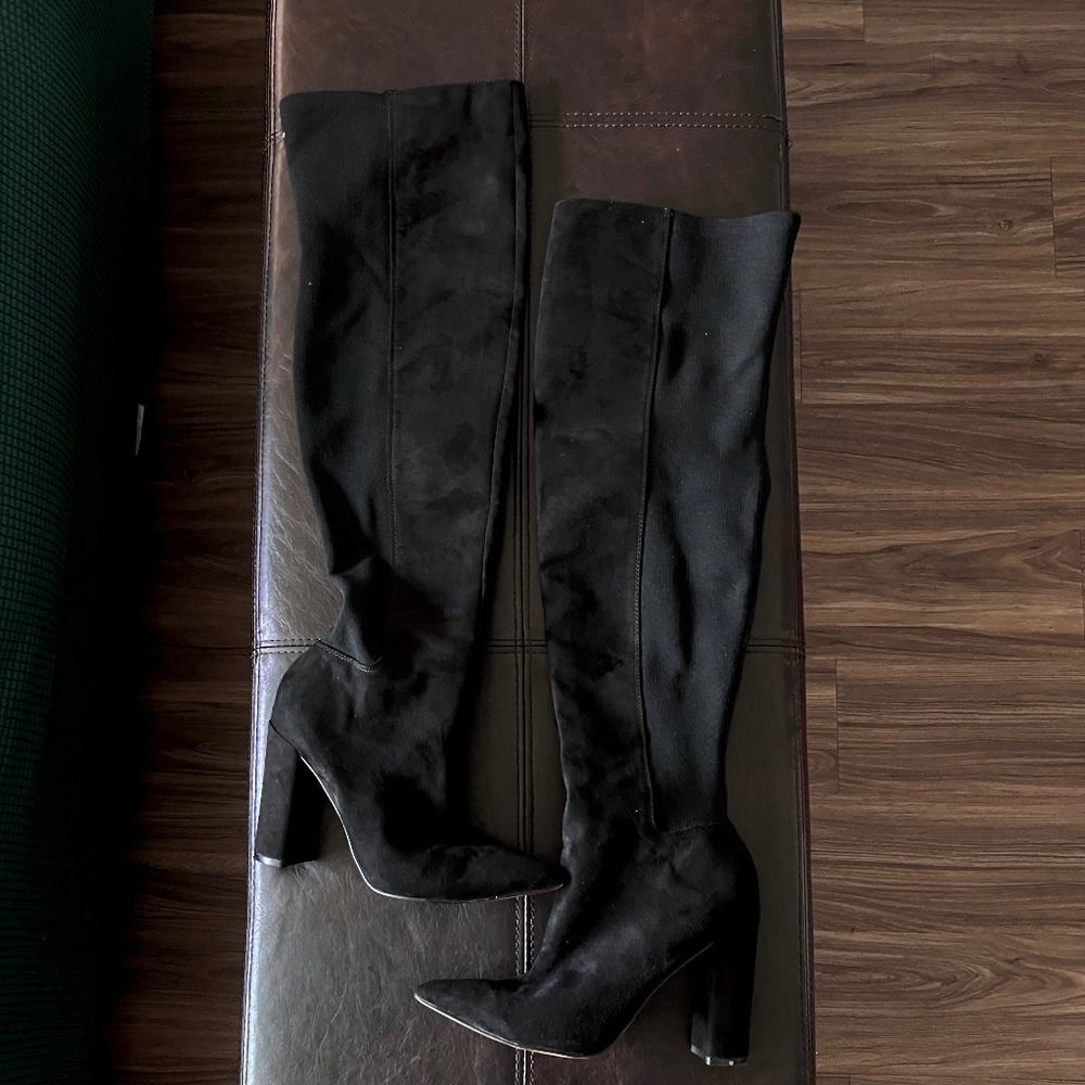Express/Size 8/ Black over the knee Suade boot. sprayed with Suade protector.